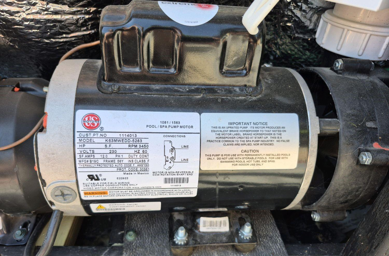 Picture of a Hot Tub Jet Pump during a Pool and Spa Inspection